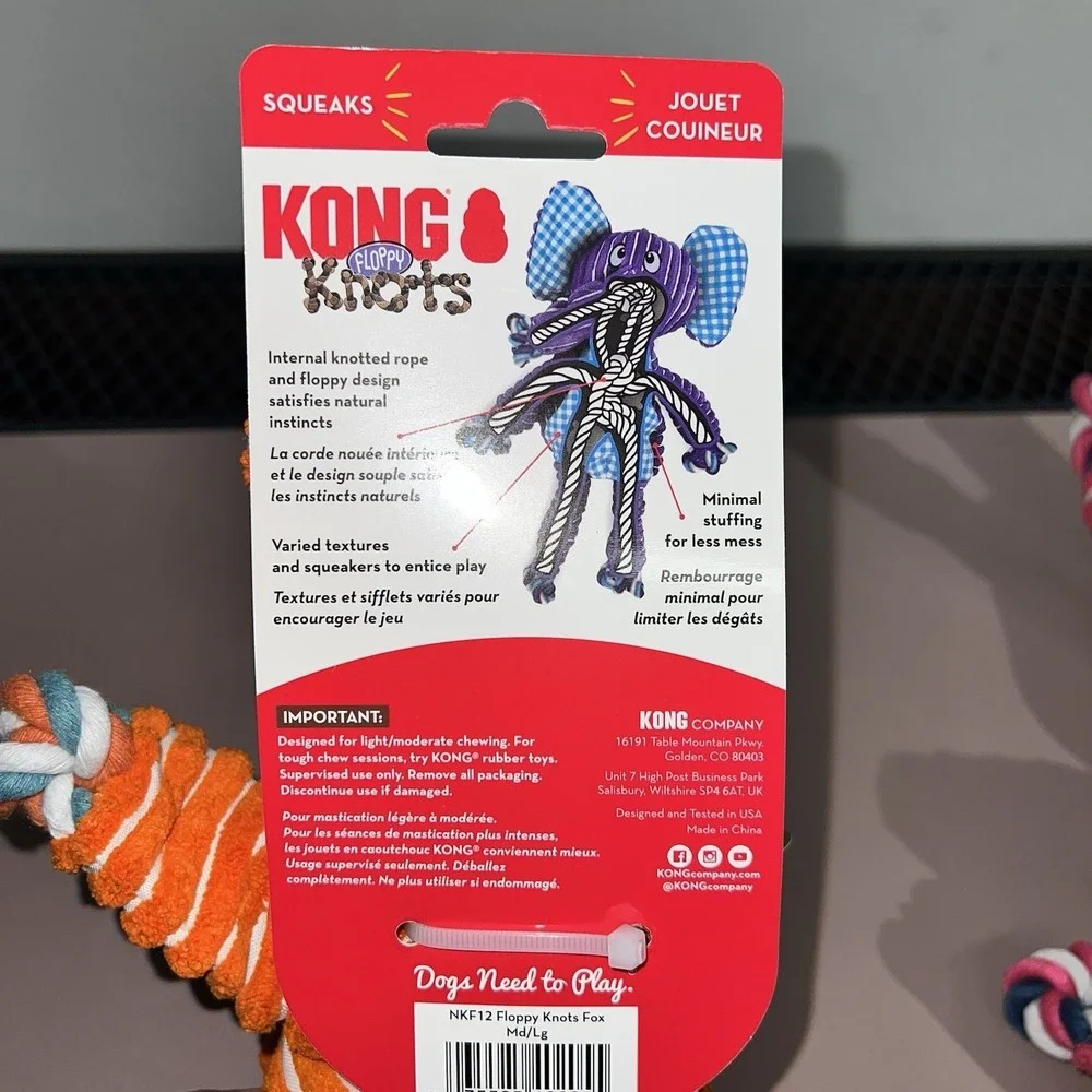 NWT Kong Knots FOX Rope Tug‎ Dog Toy Chew Play Treat Pet NEW